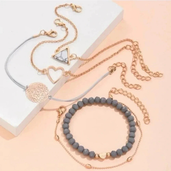4 Piece Gray Beaded Bracelet Set - Picture 2 of 3